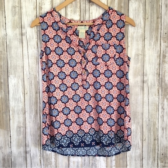 Caribbean Joe Tops - Caribbean Joe Red Floral Sleeveless Blouse